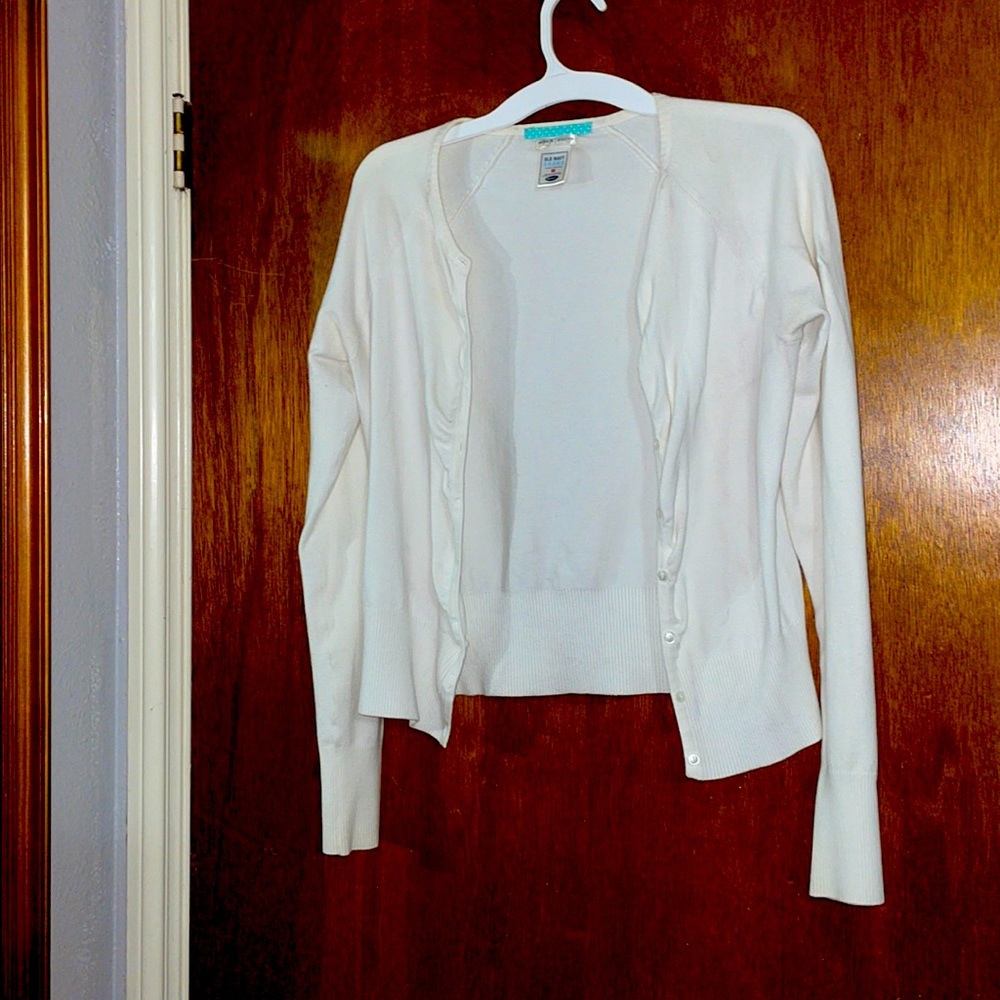 White button up cardigan